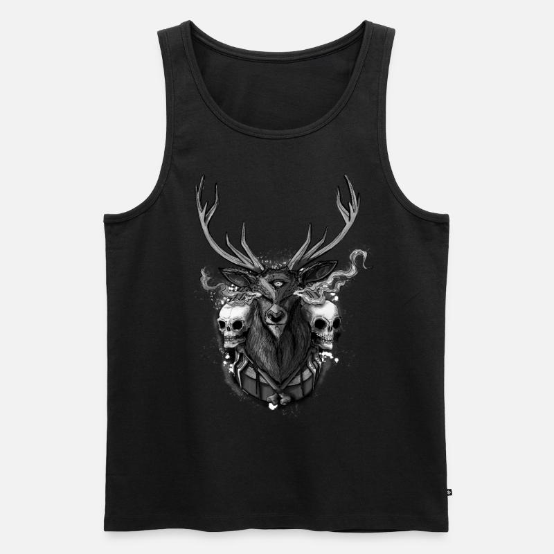 Hirsch - BONE SQL PRY - Männer Premium Bio Tank Top - Schwarz