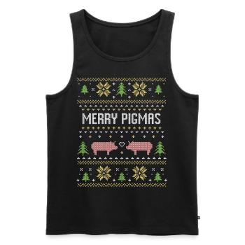 Christmas farmer pink pig farmer gift - Men's Premium Organic Tank Top - black - Front - Michal (187cm)