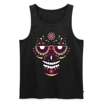 Lächelnder Schädel - Männer Premium Bio Tank Top - Schwarz - Vorne - AI Model Male 178 light (178cm)