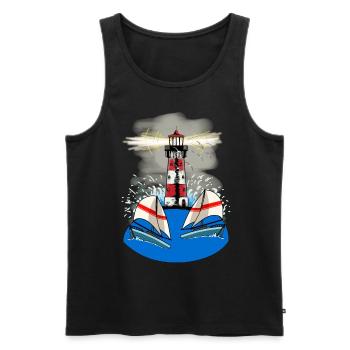 Lighthouse Nautical Sailor Maritim Ahoi Ships - Men's Premium Organic Tank Top - black - Front - AI Model Male 178 light (178cm)