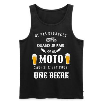 Ne pas déranger moto sauf pour une bière cadeau - Débardeur bio Premium Homme - noir - Devant - Michal (187cm)