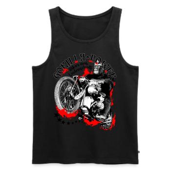 Gorilla-Power, Biker aus Leidenschaft - Männer Premium Bio Tank Top - Schwarz - Vorne - AI Model Male 178 light (178cm)