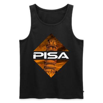Pise Italie Tour Ville Skyline Accueil Amour - Débardeur bio Premium Homme - noir - Devant - Michal (187cm)