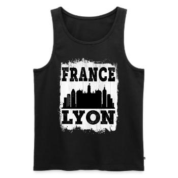 Lyon France City Skyline Vacances d’été Amour - Débardeur bio Premium Homme - noir - Devant - AI Model Male 178 light (178cm)