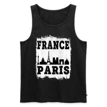 Paris France City Skyline Home Vacances Amour - Débardeur bio Premium Homme - noir - Devant - Michal (187cm)