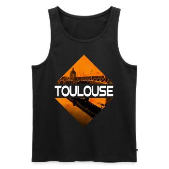 Toulouse France City Skyline Accueil Amour - Débardeur bio Premium Homme - noir - Devant - AI Model Male 178 light (178cm)