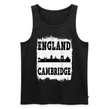 Cambridge Angleterre UK City Skyline Accueil Amour - Débardeur bio Premium Homme - noir - Devant - AI Model Male 178 light (178cm)