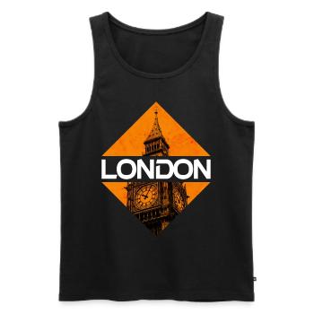 Londres Angleterre Uk City Skyline Accueil Amour - Débardeur bio Premium Homme - noir - Devant - Michal (187cm)