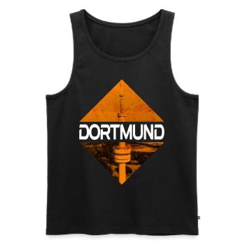 Dortmund Allemagne Ville Skyline Accueil Amour - Débardeur bio Premium Homme - noir - Devant - AI Model Male 178 light (178cm)