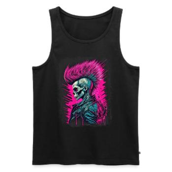 Synthwave Zombie Skull - Men's Premium Organic Tank Top - black - Front - AI Model Male 178 light (178cm)