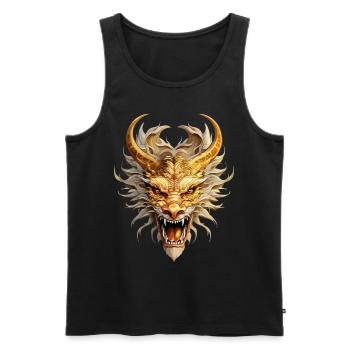 Drache Gold Fantasie Magie Mystik Kreatur Tier - Männer Premium Bio Tank Top - Schwarz - Vorne - Michal (187cm)