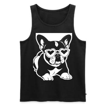 Drôle de bouledogue français avec des lunettes de soleil French Bulld - Débardeur bio Premium Homme - noir - Devant - Michal (187cm)
