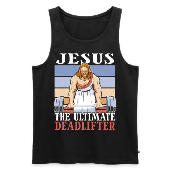 Jesus The Ultimate Deadlifter - Gym Deadlifting - Men's Premium Organic Tank Top - black - Front - Michal (187cm)