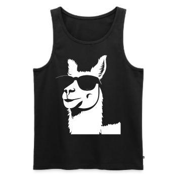 Lama drôle portant des lunettes de soleil Lamas cool - Débardeur bio Premium Homme - noir - Devant - Michal (187cm)