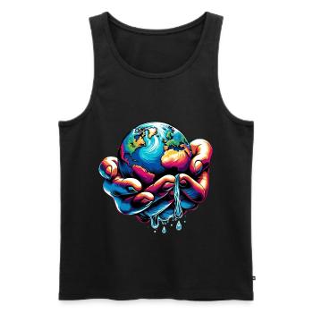 Hand & Earth Design/ Motif: Environmental Protection - Men's Premium Organic Tank Top - black - Front - Michal (187cm)
