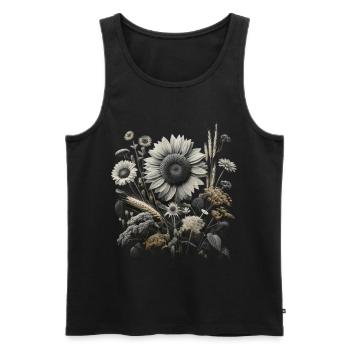 Gentle Field Flowers: Nature's Elegance - Men's Premium Organic Tank Top - black - Front - AI Model Male 178 light (178cm)