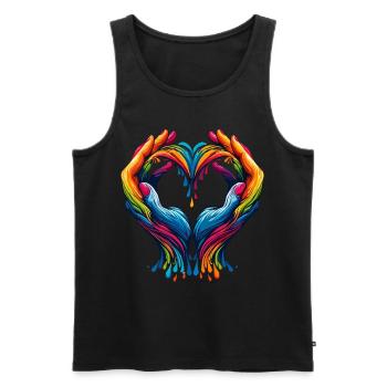 Rainbow Heart Hands – for Diversity and Love - Men's Premium Organic Tank Top - black - Front - AI Model Male 178 light (178cm)