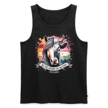 Tierliebe Motiv: Farbenfroher Pferd & Kuh Mix - Männer Premium Bio Tank Top - Schwarz - Vorne - AI Model Male 178 light (178cm)