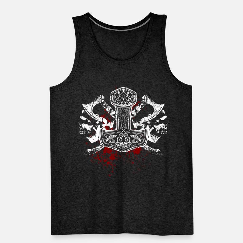 Mjölnir, Marteau de Thor, Crânes, Vikings Débardeur bio Premium Homme