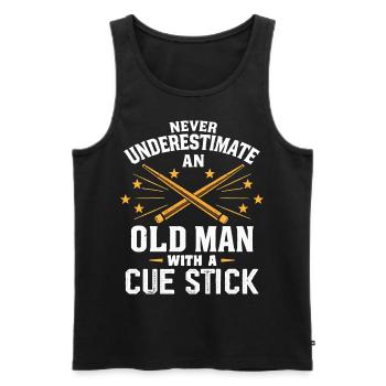 Unterschätze niemals einen alten Mann mit einem Queue - Männer Premium Bio Tank Top - Schwarz - Vorne - AI Model Male 178 light (178cm)