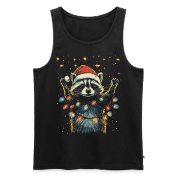lustiger Waschbär Weihnachten Lichterkette - Männer Premium Bio Tank Top - Schwarz - Vorne - Michal (187cm)