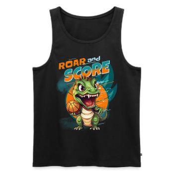 Basket-ball dinosaure T-Rex joueur de basket-ball - Débardeur bio Premium Homme - noir - Devant - Michal (187cm)