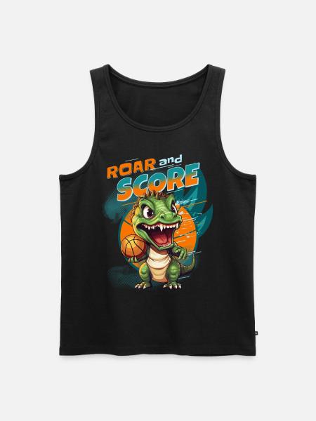 Basketball Dinosaur T-Rex Basketball Player - Men's Premium Organic Tank Top - black