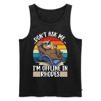 Rhodes Greece Holidays - Men's Premium Organic Tank Top - black - Front - AI Model Male 178 light (178cm)