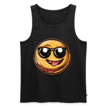 Lustiger Pancake mit Sonnenbrille Karneval Feiern - Männer Premium Bio Tank Top - Schwarz - Vorne - AI Model Male 178 light (178cm)