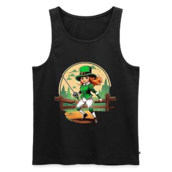St. Patrick's Day Kleeblatt Fechten - Männer Premium Bio Tank Top - Schwarz - Vorne - Michal (187cm)