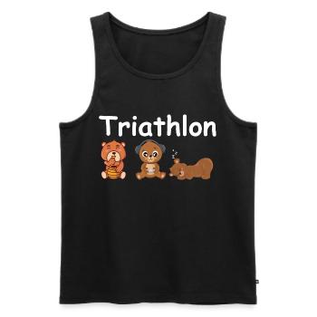 Lustig Bären Triathlon Essen Gaming Schlafen faul - Männer Premium Bio Tank Top - Schwarz - Vorne - AI Model Male 178 light (178cm)