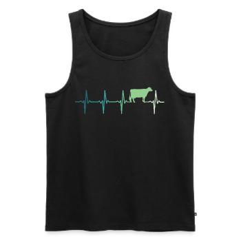 vache battement de coeur vaches agriculteur - Débardeur bio Premium Homme - noir - Devant - Michal (187cm)