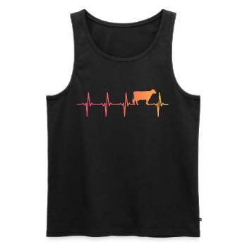 Kuh Sonnenuntergang Herzschlag Kuh Bauer - Männer Premium Bio Tank Top - Schwarz - Vorne - Michal (187cm)