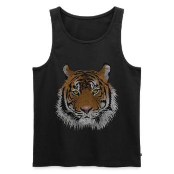 Vintage Tigerkopf - Männer Premium Bio Tank Top - Schwarz - Vorne - Michal (187cm)