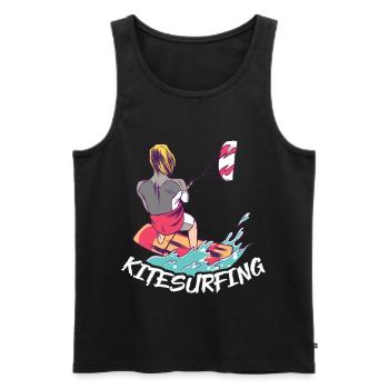Kitesurfen Kiteboarding Kite Kiten - Männer Premium Bio Tank Top - Schwarz - Vorne - AI Model Male 178 light (178cm)