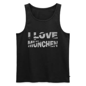 Munich Allemagne City Font Skyline J’aime - Débardeur bio Premium Homme - noir - Devant - Michal (187cm)