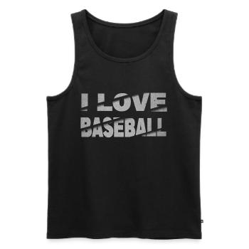 J’adore le baseball - Débardeur bio Premium Homme - noir - Devant - Michal (187cm)