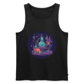 Magical Alchemist Laboratory with Fillets, Bottles - Men's Premium Organic Tank Top - black - Front - AI Model Male 178 light (178cm)