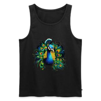 Peacock Feather Exotic Colorful Colorful Art - Men's Premium Organic Tank Top - black - Front - AI Model Male 178 light (178cm)