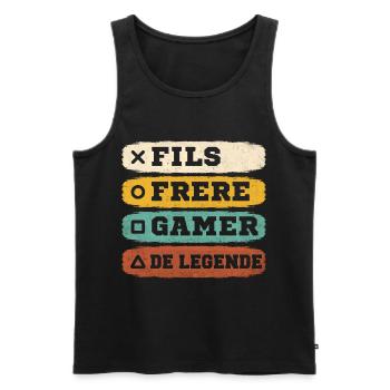Fils frère gamer de légende cadeau gaming vintage - Débardeur bio Premium Homme - noir - Devant - Michal (187cm)