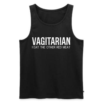 vegetarisch esse ich das andere rote Fleisch - Männer Premium Bio Tank Top - Schwarz - Vorne - Michal (187cm)