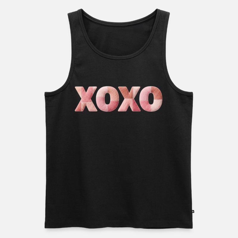 XOXO Patchwork Spruch Kuss Umarmung - Männer Premium Bio Tank Top - Schwarz