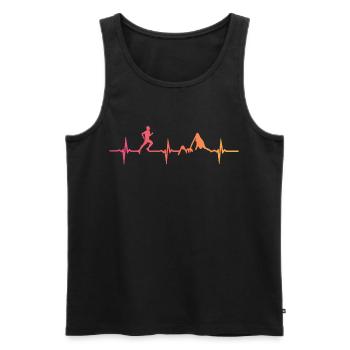 Trailrunning, Sonnenuntergangsherzschlag - Männer Premium Bio Tank Top - Schwarz - Vorne - Michal (187cm)