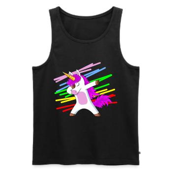 Einhorn Dabbing Unicorn Geschenk - Männer Premium Bio Tank Top - Schwarz - Vorne - Michal (187cm)
