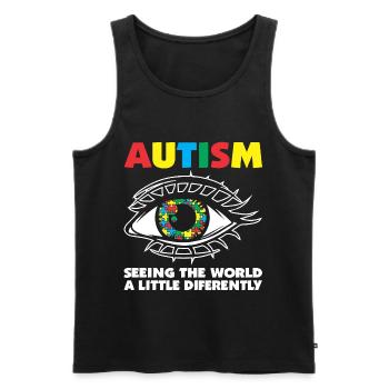 Autism Awareness T- shirts - Men's Premium Organic Tank Top - black - Front - AI Model Male 178 light (178cm)