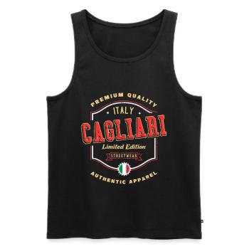 Cagliari Italien Stadt Schrift Vintage Retro - Männer Premium Bio Tank Top - Schwarz - Vorne - AI Model Male 178 light (178cm)