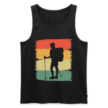 Wandern Geschenkidee Wanderer Berge Trekking - Männer Premium Bio Tank Top - Schwarz - Vorne - Michal (187cm)