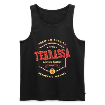 Terrassa Spanien Stadt Schrift Vintage Retro - Männer Premium Bio Tank Top - Schwarz - Vorne - AI Model Male 178 light (178cm)