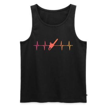 Lumberjack Sunset Heartbeat Chainsaw - Men's Premium Organic Tank Top - black - Front - Michal (187cm)