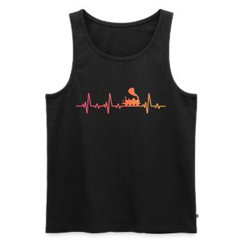 Sunset Heartbeat Train Lokomotivzug - Männer Premium Bio Tank Top - Schwarz - Vorne - Michal (187cm)